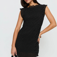 PRINCESS POLLY MARINER 黑色波点迷你连衣裙