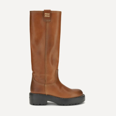 MIU MIU 徽标皮革靴子