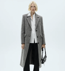 Mango 灰色羊毛大衣