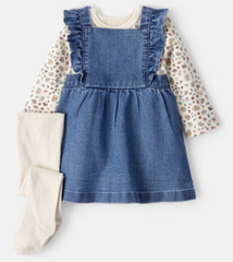 Carter's 牛仔连衣裙三件套