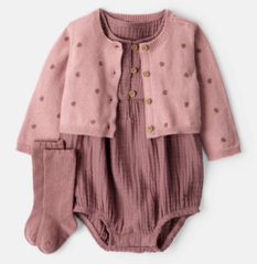 Carter's 粉色连衣裙三件套