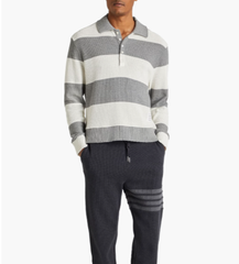 THOM BROWNE 条纹棉质polo衫