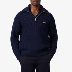 Lacoste 鳄鱼半拉链重磅羊毛衫