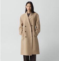 Theory 驼色长款羊绒羊毛混纺大衣