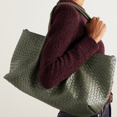 BOTTEGA VENETA Pinacoteca 绿色编织托特包
