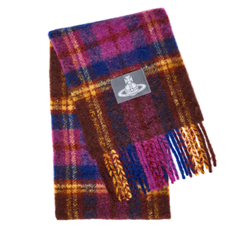 VIVIENNE WESTWOOD 西太后格子羊驼毛混纺围巾