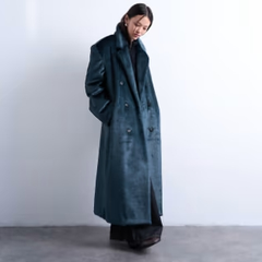 Topshop 仿皮草长款双排扣大衣