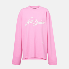 ACNE STUDIOS 字母徽标粉色长袖T恤