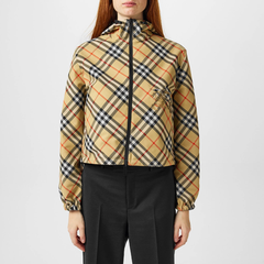 仅剩M码！BURBERRY 巴宝莉格纹连帽外套