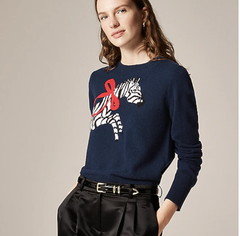 J.CREW 印花羊绒毛衣