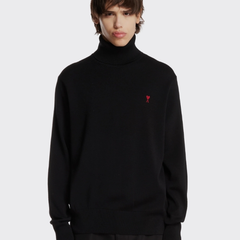 AMI PARIS 爱心黑色高领毛衣