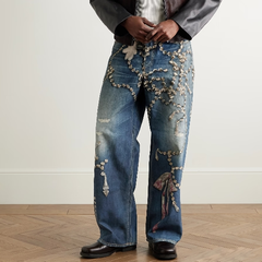 ACNE STUDIOS 水晶度蝴蝶结3D错视小熊印花牛仔裤