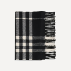 BURBERRY 巴宝莉黑色格纹流苏围巾
