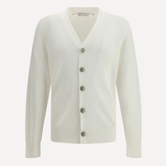 BRUNELLO CUCINELLI 白色针织V领开衫