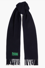BARBOUR X GANNI  流苏羊毛斜纹围巾