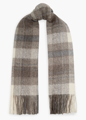 BRUNELLO CUCINELLI 流苏格子羊驼毛羊毛混纺围巾