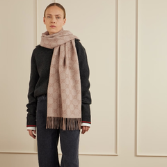 GUCCI 古驰流苏羊绒混纺围巾