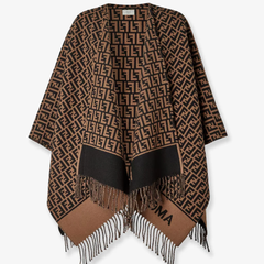 孟子义同款深色！FENDI 小logo斗篷披肩