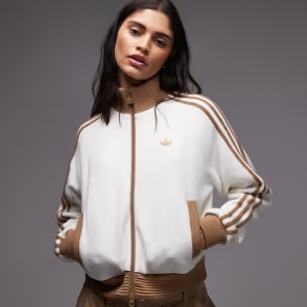 Adidas 阿迪达斯高领条纹拉链针织衫