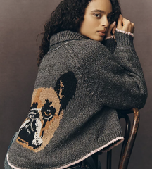 Anthropologie 动物印花针织开衫