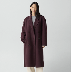 Theory 酒红色廓形羊毛大衣