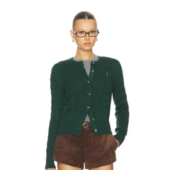 POLO RALPH LAUREN 拉夫劳伦绿色绞花针织开衫