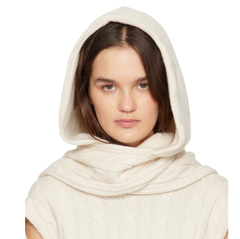 OPEN YY  Off-White 可转换绞花针织连帽围巾