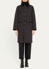 Burberry 灯芯绒领绗缝长外套