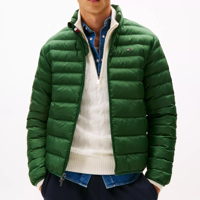 TOMMY HILFIGER 徽标轻质排骨羽绒服