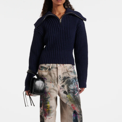 ACNE STUDISO 藏蓝色拉链毛衣