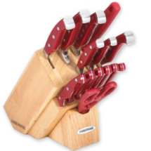 Farberware 15件套厨房刀具组合，红色