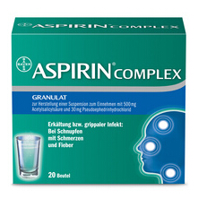 Shop-Apotheke：Bayer 拜耳 ASPIRIN® Complex 阿司匹林感冒*冲剂 20包 8.98欧（约63元）