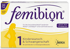 Femibion 1阶段孕妇叶酸及维生素 60天备孕至孕十二周 26.98欧（约197元）
