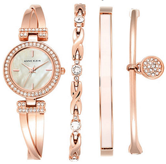 Anne Klein Ladies 4-Piece 4件套玫瑰金手表、手链套装 $148.75（约966元）