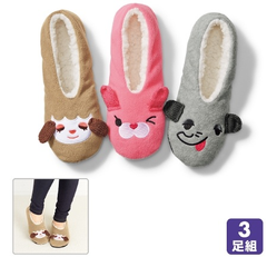 Nissen 温暖动物花纹室内拖鞋3双组 1530日元（约99元）