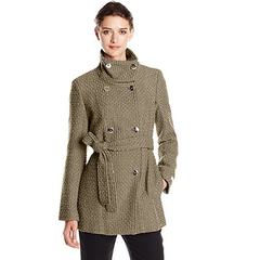 【网络折扣周】Calvin Klein 女士双排扣羊毛大衣 $58.37（约422元）
