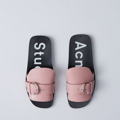 【春夏新款】Acne Studios 裸粉色 简约风皮革拖鞋