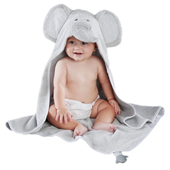 Baby Aspen 婴儿连帽可爱灰色大象纯棉浴袍