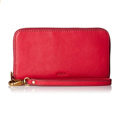 【美亚自营】Fossil Emma 女士深红色长款钱包手拿包