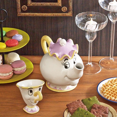 【55海淘节】Disney 迪士尼《美女与野兽》陶瓷镀金 Mrs. Potts Chip 茶煲太太珍藏套装 4860日元（约292元）