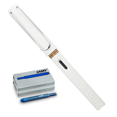 【德亚直邮】Lamy 凌美 Safari F笔尖白色钢笔+10个蓝色替换笔芯