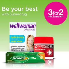 Superdrug：精选维生素、叶酸、钙片等*品 混合买3付2！