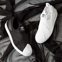 【免费直邮中国！】adidas Superstar Slip-On Sneaker 女士一脚蹬运动鞋 黑白武士