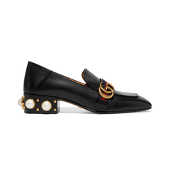 Gucci Marmont embellished 珍珠皮鞋