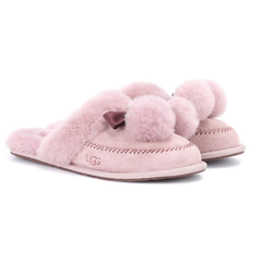 【限时免邮*后一天】UGG Australia Hafnir 粉色毛毛球拖鞋