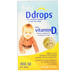 【3件0税免邮】Ddrops 婴儿液体维生素D3 400IU 2.5ml