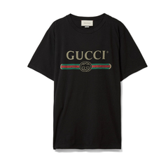 【码全+免邮！】Gucci 古驰 Appliquéd distressed printed 棉T恤