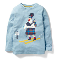 mini Boden Festive Adventurer Long Sleeve T-Shirt 男童款蓝色长袖T恤
