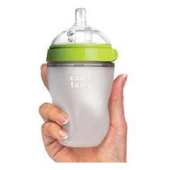 Comotomo 可么多么 自然感觉硅胶奶瓶 绿色 250ml 配中流量奶嘴（适合3-6个月）