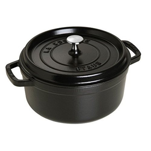 【美亚自营】Staub 珐琅铸铁圆形炖锅 4夸脱 黑色